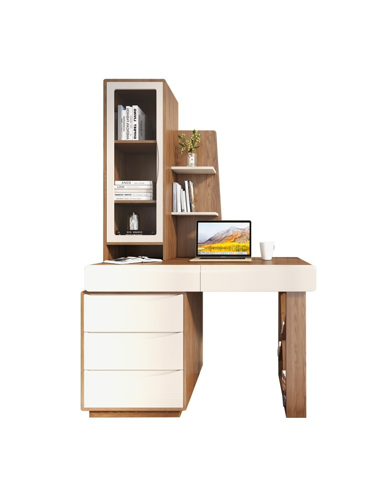 [Pre-order] Nordic household desktop computer desk, small household student writing desk, study desk, bookshelf, integrated bookshelf combination-Smart-Living