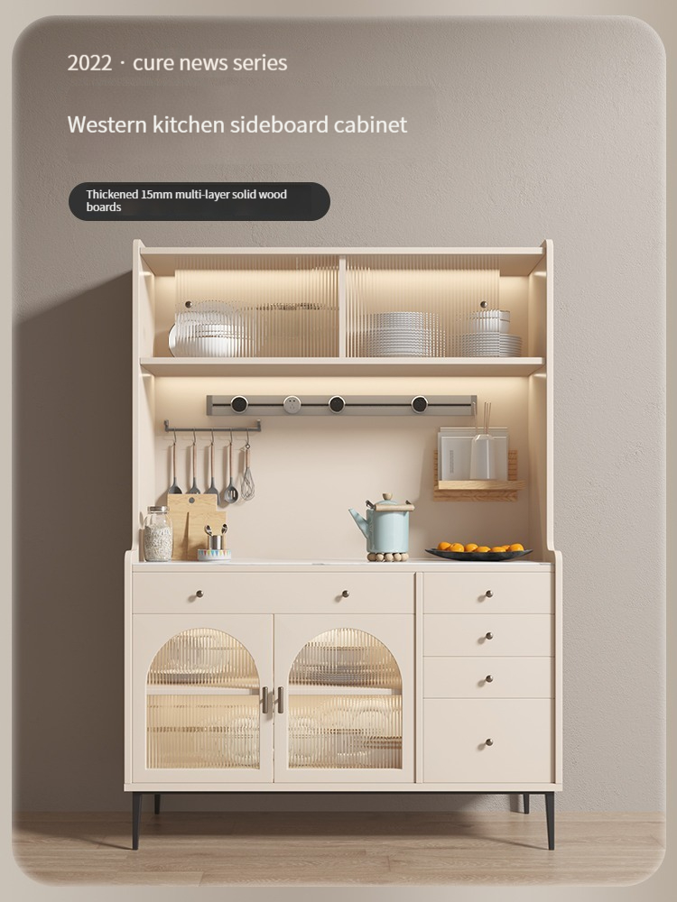[Pre-order] Modern Minimalist Solid Wood Light Luxury Sideboard Storage Wine and Tea Cabinet Suitable for Kitchen Bowls Storage Small Households-Smart-Living