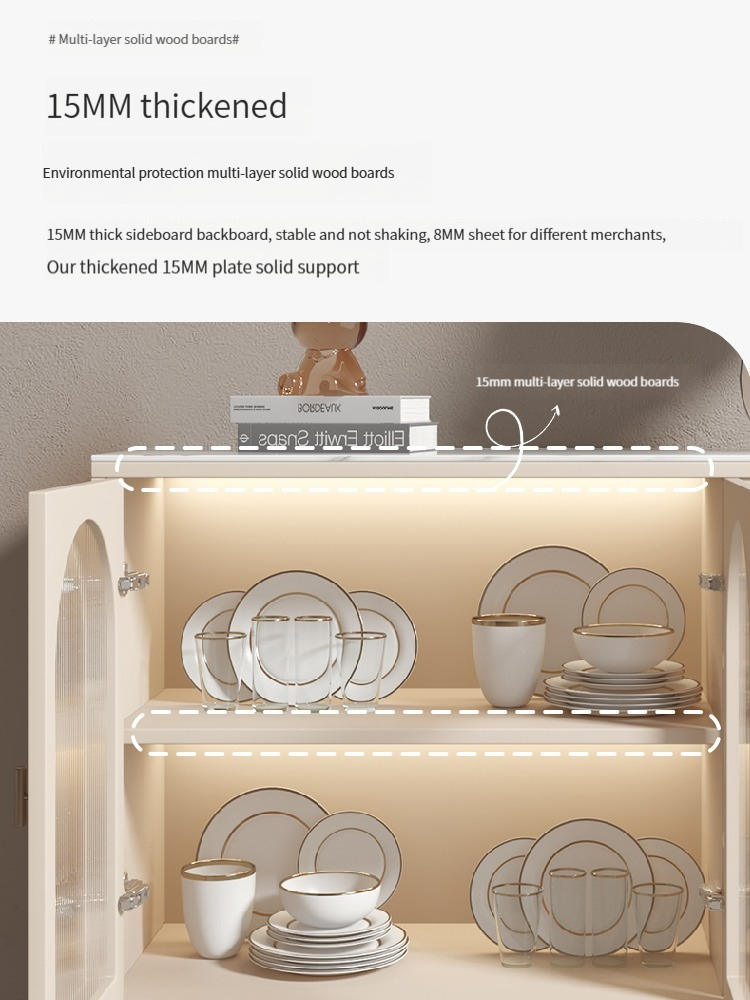 [Pre-order] Light Luxury Modern Minimalist Solid Wood Rock Panel Dining Side Cabinet For Living Room Storage Cupboard Foyer Cabinet Suitable For Small Apartment-Smart-Living