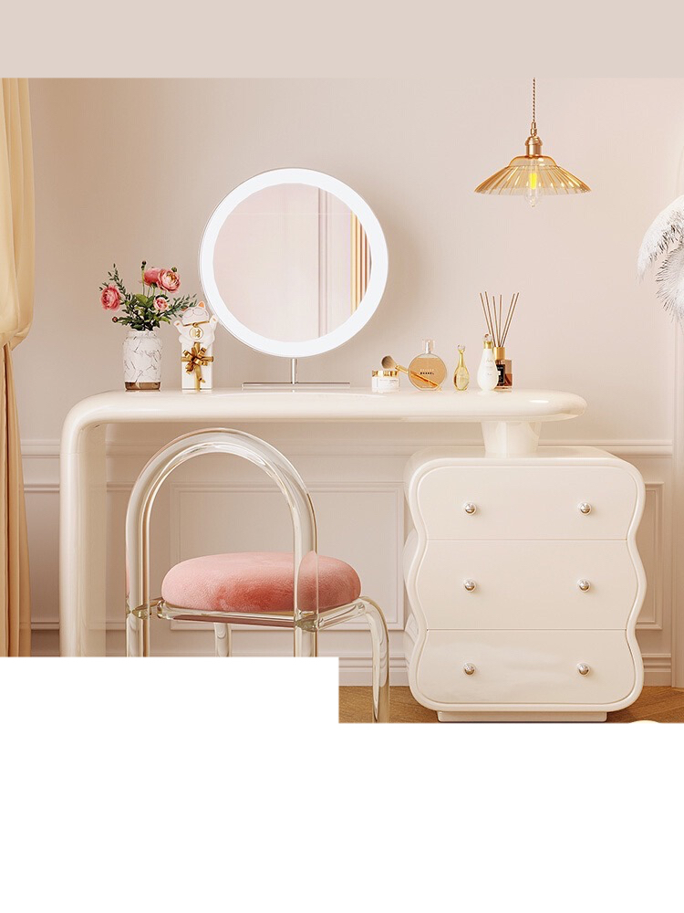 [Pre-order]  French cream style dresser, corner bedroom chest integrated modern small apartment corner dressing table-Smart-Living