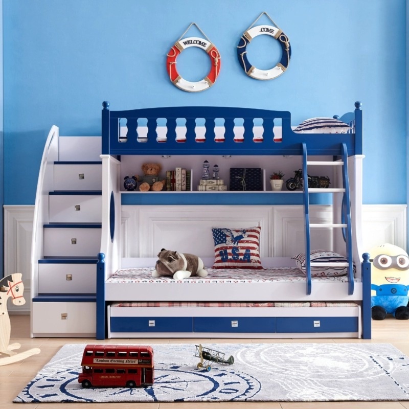 [Pre Order]Pre order Blue Nautical Children Bunk Bed with Storage