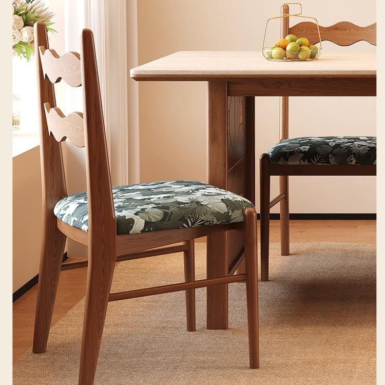 [PRE-ORDER] Solid Oak Retro-style stone slab dining table, simple vintage style, rectangular solid wood dining table.