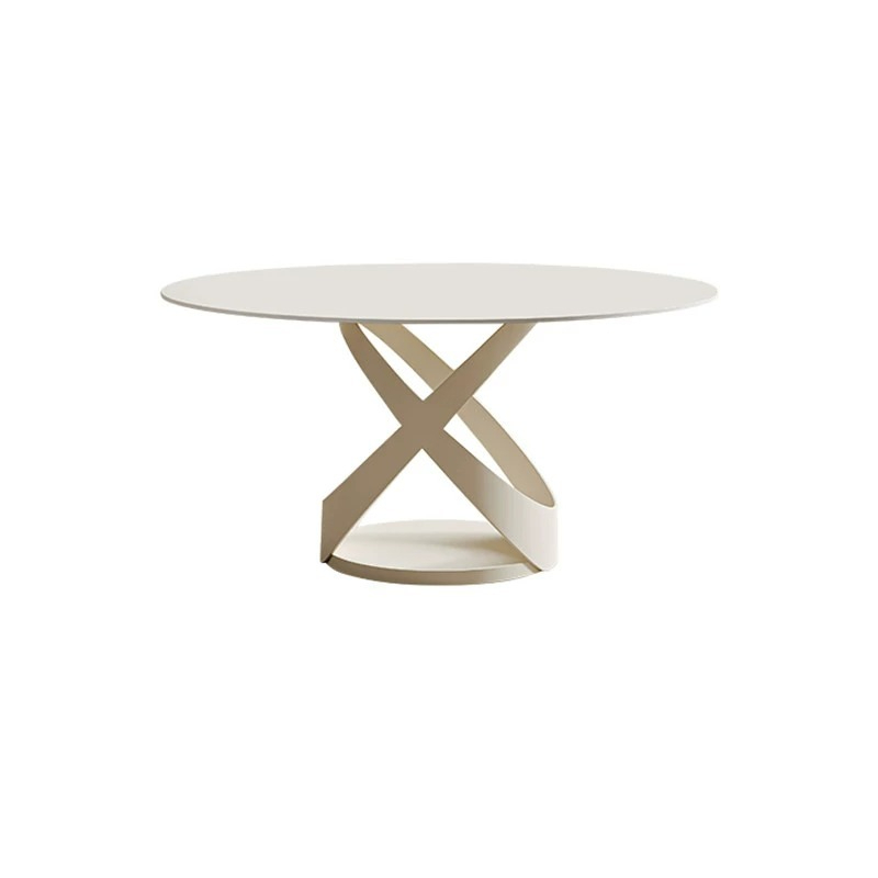 [Pre-order] Zhuzheng turntable round table light luxury light rock plate dining table and chair combination of modern simple household living room-Smart-Living