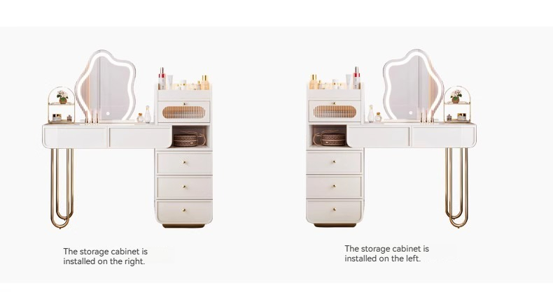 French light luxury stone slab dresser, bedroom modern simple small apartment chest integrated cream style net celebrity dressing table-Smart-Living
