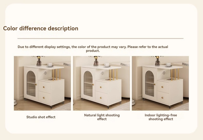 [Pre-order] Oulang French solid wood cream rock board sofa with side cabinets, living room with movable white corners, small square table-Smart-Living