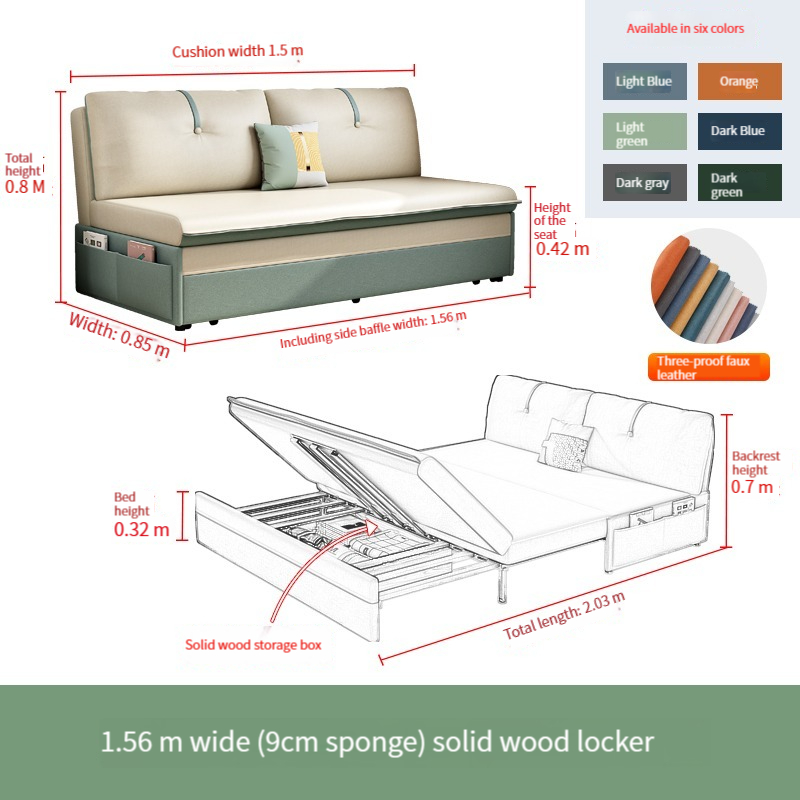 [Pre-order]  Technology cloth sofa bed can be folded and dual-purpose balcony, study room multi-function telescopic removable and washable small apartment without armrestless bed-Smart-Living