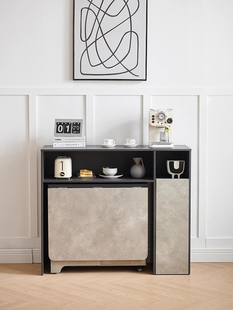 【Showroom】Folding table for small household use modern and simple folding table Nordic functional telescopic rectangular light luxury folding table-Smart-Living