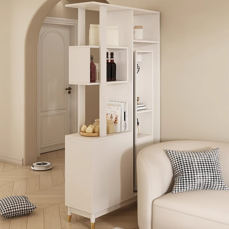 [Pre-order] Oulang 2024 Cream Wind Solid Wood Partition Entrance Cabinet Modern Small House Living Room Cabinet Shoe Cabinet Door Cabinet-Smart-Living