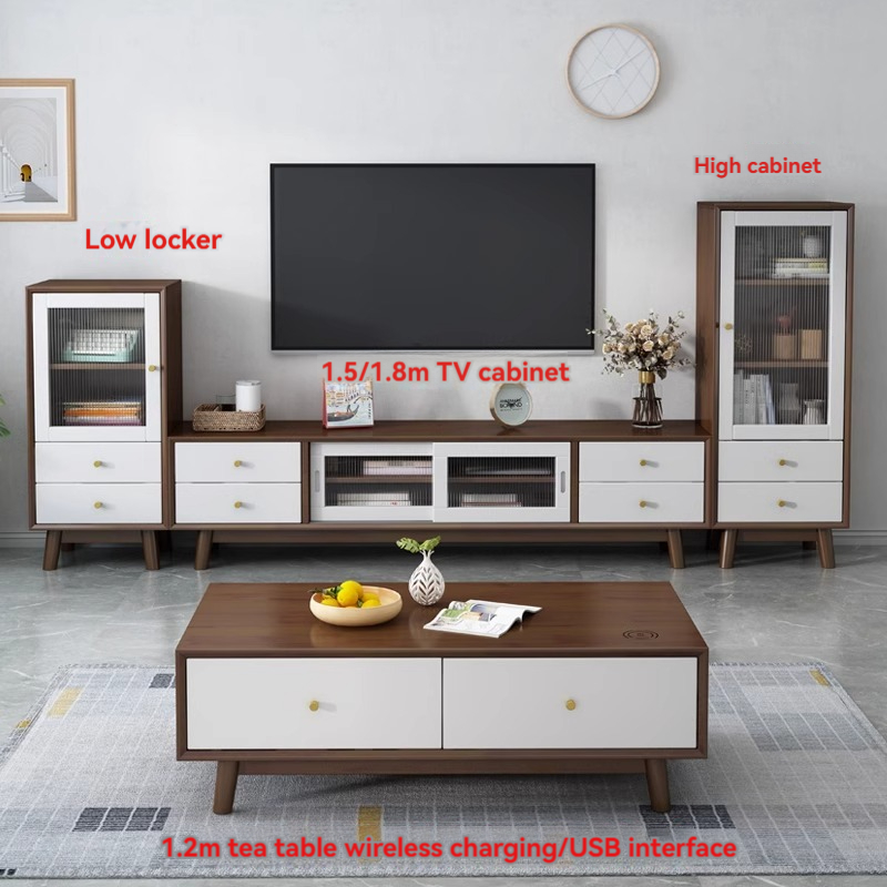 [pre order]Solid wood TV cabinet Nordic ash storage cabinet small apartment wall cabinet modern living room-Smart-Living