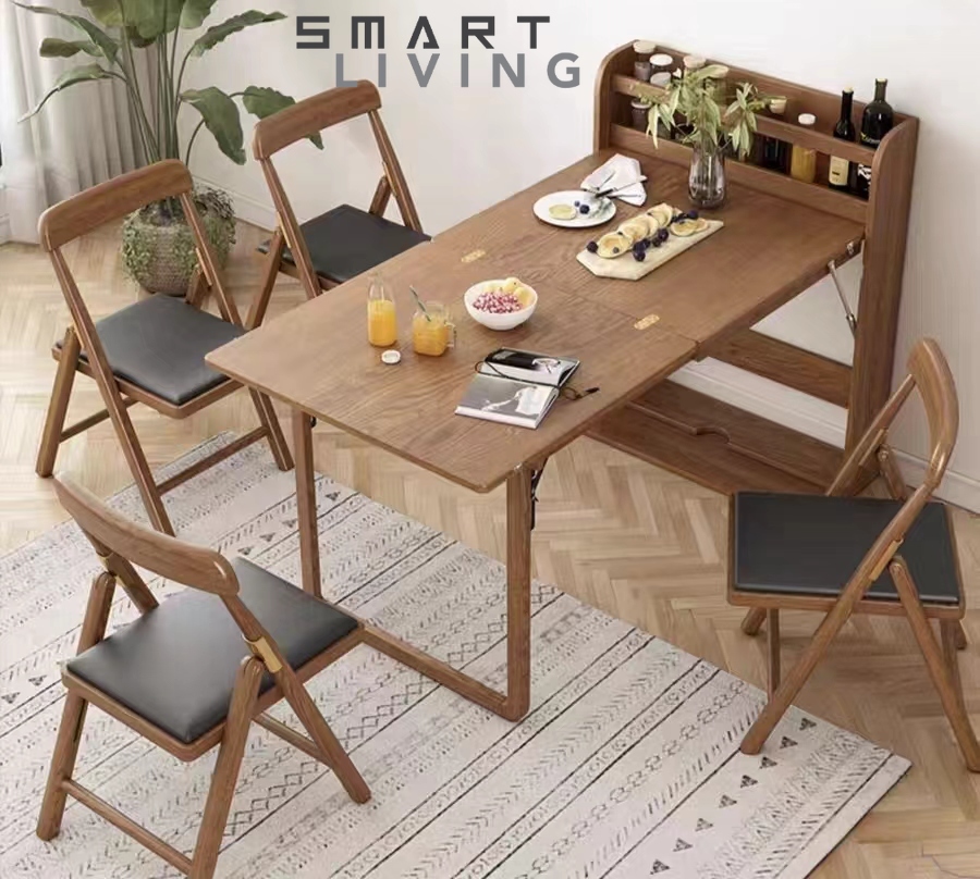 (Pre Order) Scandinavian Multi-functional Foldable Dining Table - 3 colours and various sizes available | space-saving table / retractable dining table / Nordic Style / foldable table