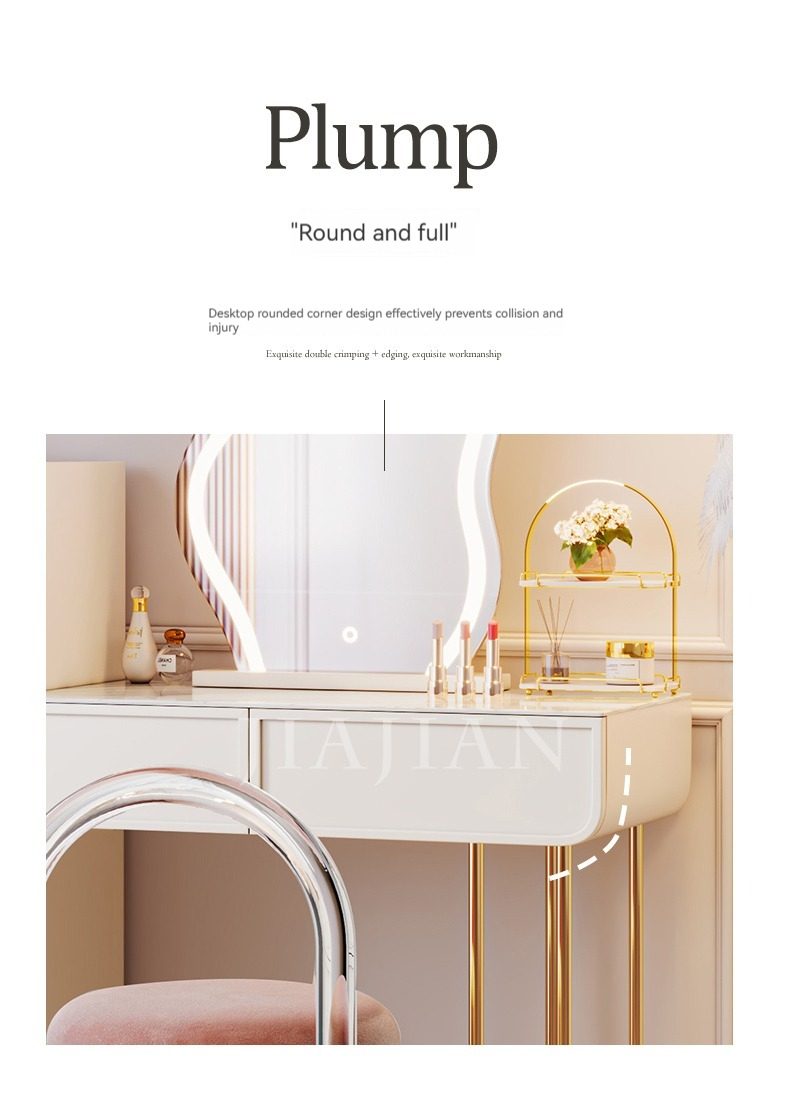 French light luxury stone slab dresser, bedroom modern simple small apartment chest integrated cream style net celebrity dressing table-Smart-Living