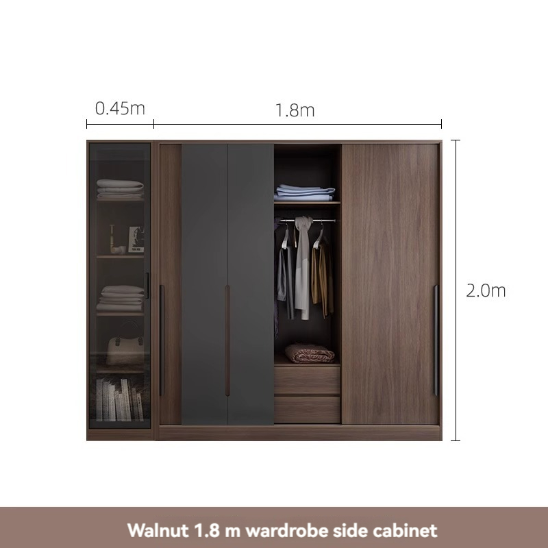 [Pre-order] Oulang Scandinavian modern bedroom sliding door three-door wardrobe simple assembly economy household sliding door wardrobe cabinet-Smart-Living
