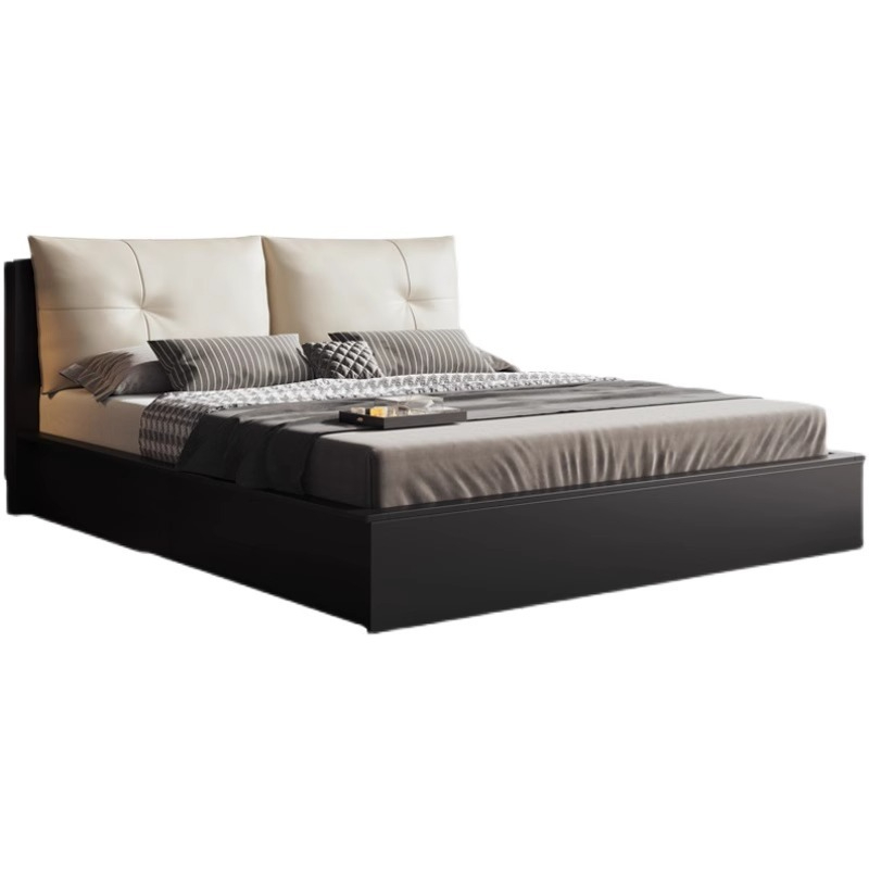 [Pre-order]  Modern simple high box bed Nordic light luxury 1.8m double bed master bedroom wedding bed Large bed board pneumatic storage bed-Smart-Living