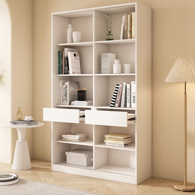 [Pre-order] Oulang living room household solid wood sliding glass door dustproof bookshelf storage simple and modern floor standing figurine display cabinet-Smart-Living