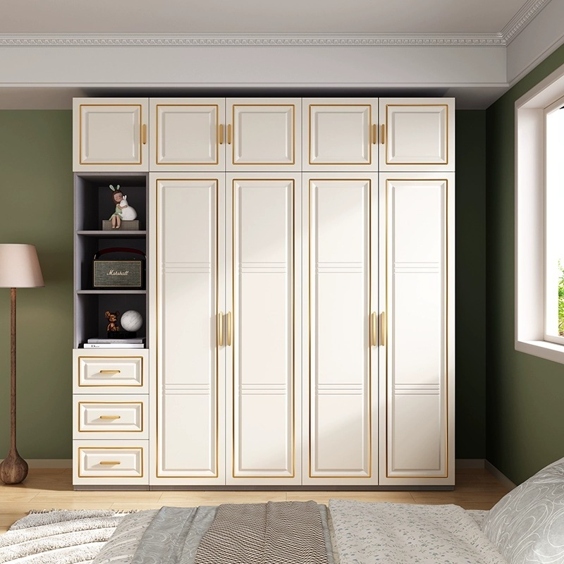 [Pre-order]  Wardrobe home bedroom European style double door white large wardrobe modern simple four doors five doors storage cabinet-Smart-Living
