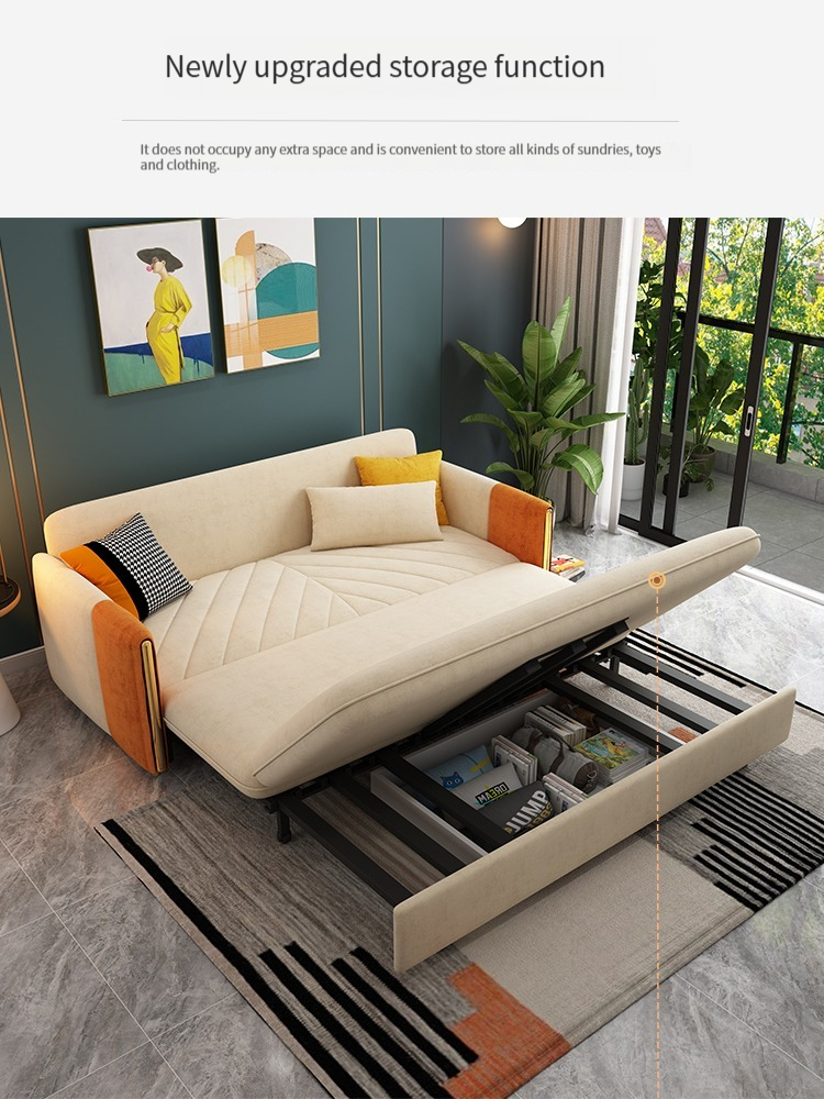 [Pre-order]  Sofa bed, living room, multi-functional dual-purpose, foldable single double small apartment, telescopic light luxury net red sofa-Smart-Living