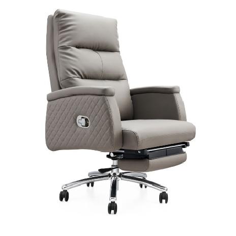 【Showroom】 With footage recline large executive pu white leather office chair grey ceo genuine leather office chair-Smart-Living