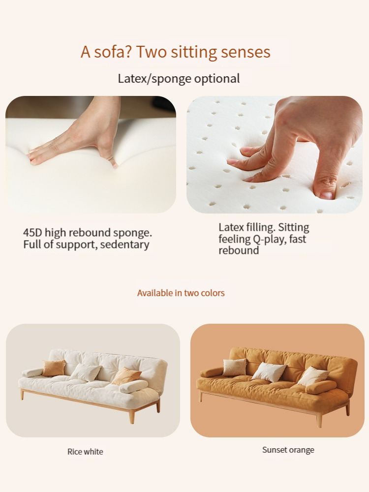 [Pre-order]  Japanese style sofa small solid wood feet living room simple technology cloth three-position Scandinavian side table storage function sofa-Smart-Living