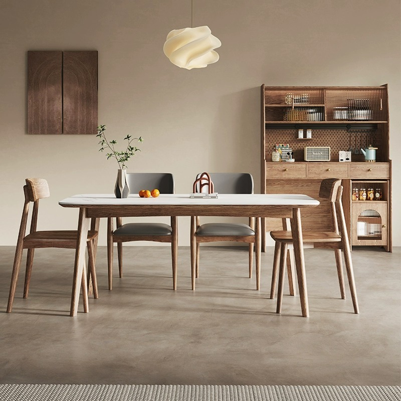 [Pre-order] Le Mas slate dining table and chairs combination household small apartment modern simple ash wood table and chairs rectangular dining table-Smart-Living
