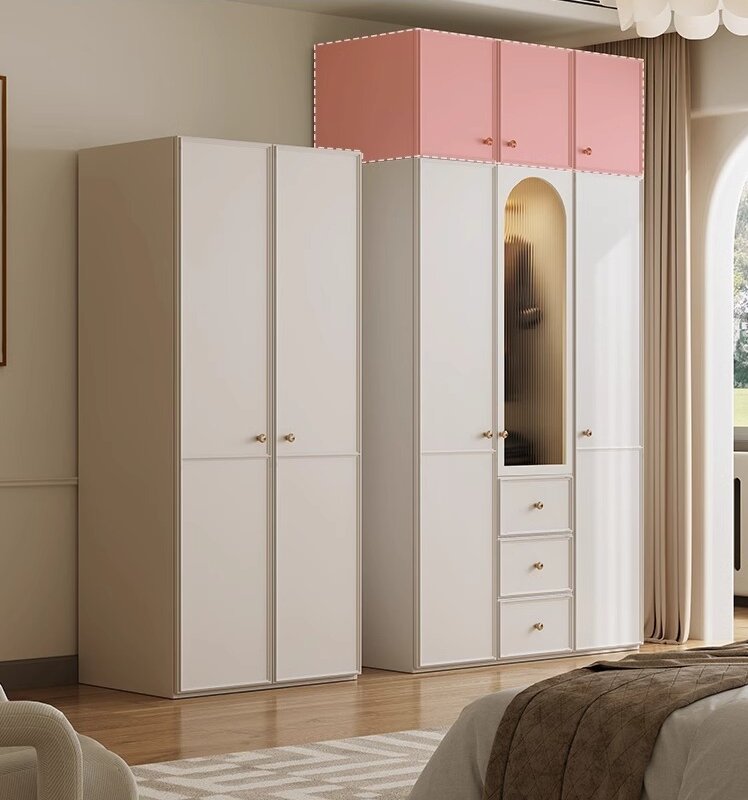 [Pre-order] French cream style wardrobe Family bedroom small apartment modern simple four-door five-door combination locker wardrobe-Smart-Living