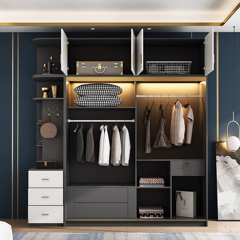 [Pre-order]  Modern simple sliding door wardrobe home bedroom assembly light luxury small apartment glass sliding door combination large wardrobe-Smart-Living