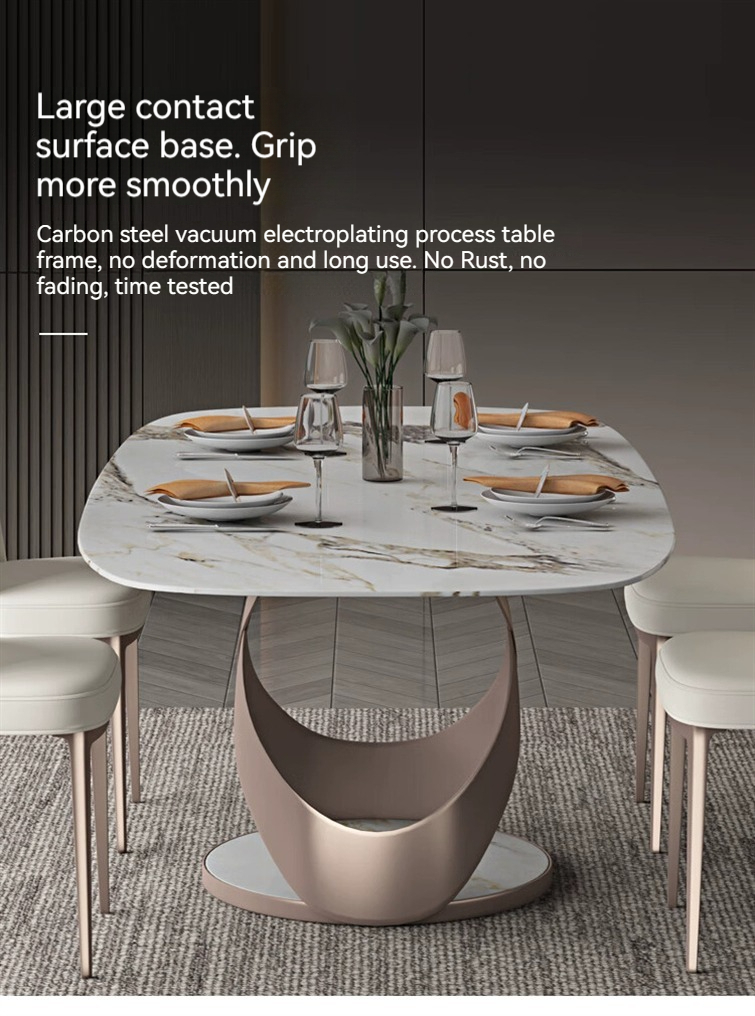 [Pre-order] Slate dining table and chair combination modern light luxury rectangular simple household high-end bright special-shaped dining table-Smart-Living