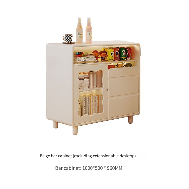 [Pre-order]  French cream style bar table sofa partition cabinet living room household folding telescopic mobile water island integrated cabinet-Smart-Living