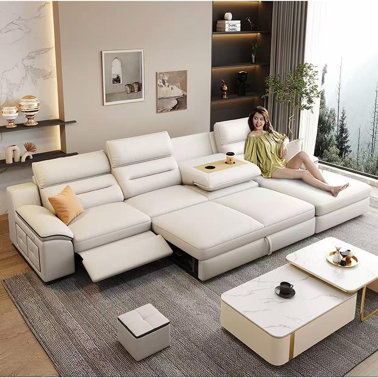 FZT-EMS-01 [PRE-ORDER] Electric Multi-Function Sofa Bed/Sofabed Combo, Dual-Use Model 2026, Leather Storage-Capacity 