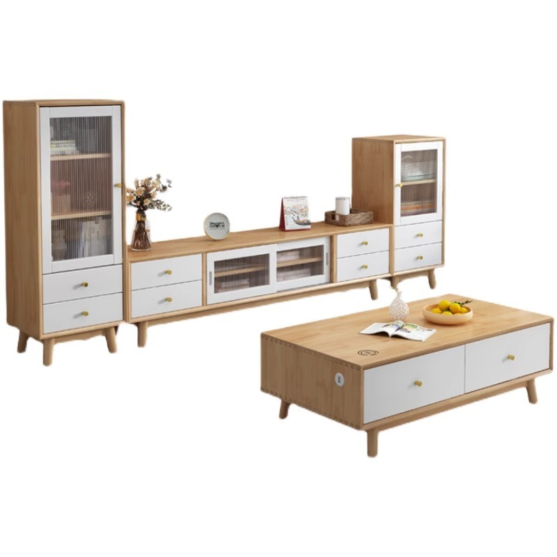 [pre order]Solid wood TV cabinet Nordic ash storage cabinet small apartment wall cabinet modern living room-Smart-Living