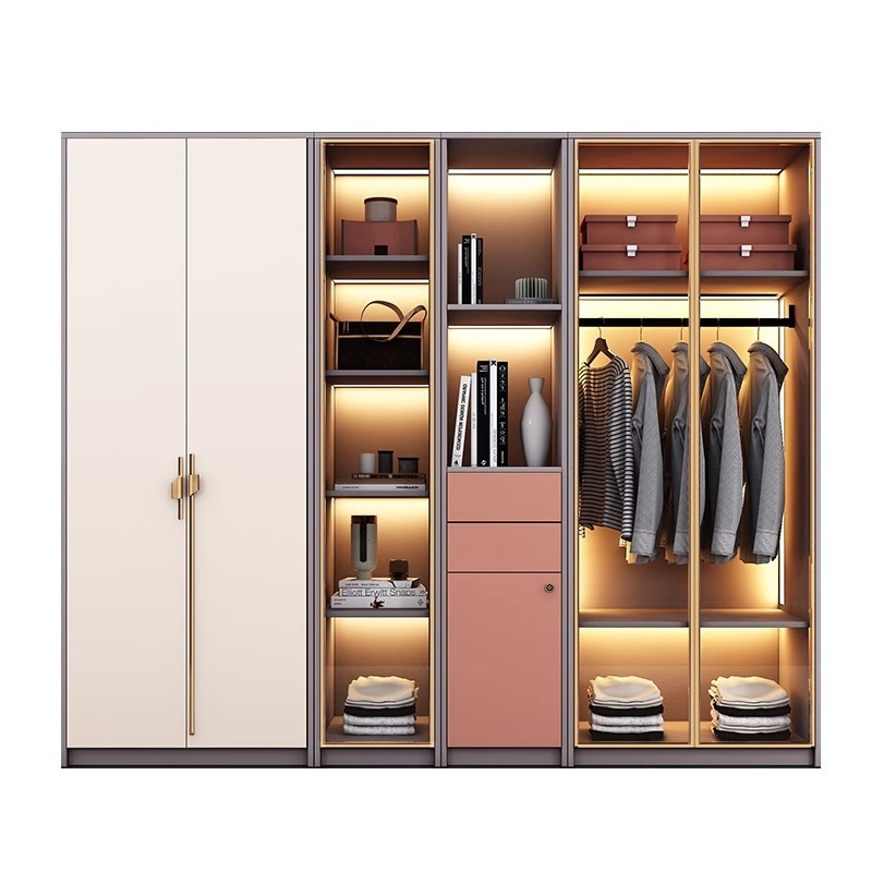 Modern simple wardrobe light luxury home bedroom storage lockers forty-six eight Nordic combination net red wardrobe-Smart-Living