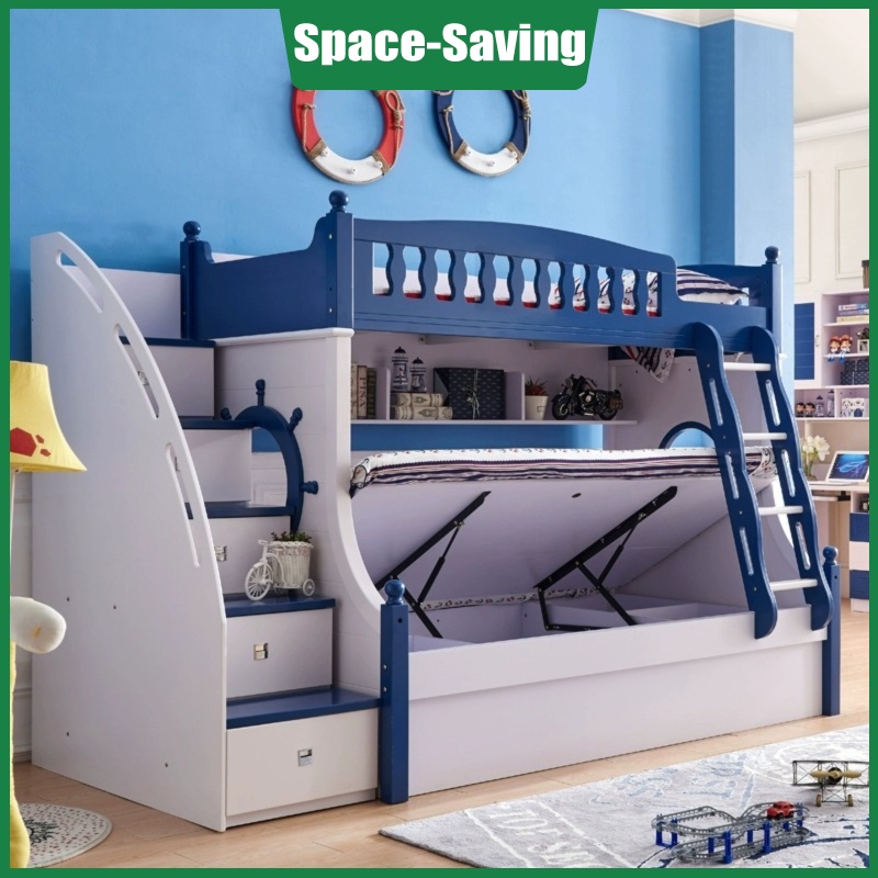 [Pre Order]Pre order Blue Nautical Children Bunk Bed with Storage