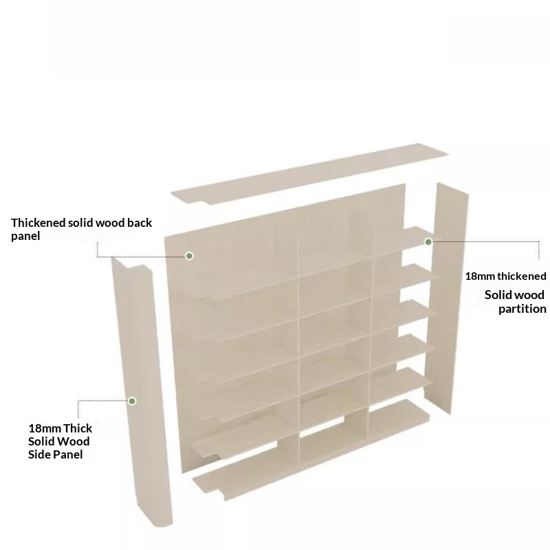 XHA-BK-01 [PRE-ORDER]  oak bookcase, solid wood display cabinet, curved glass doors; custom-made wall-mounted bookshelf 