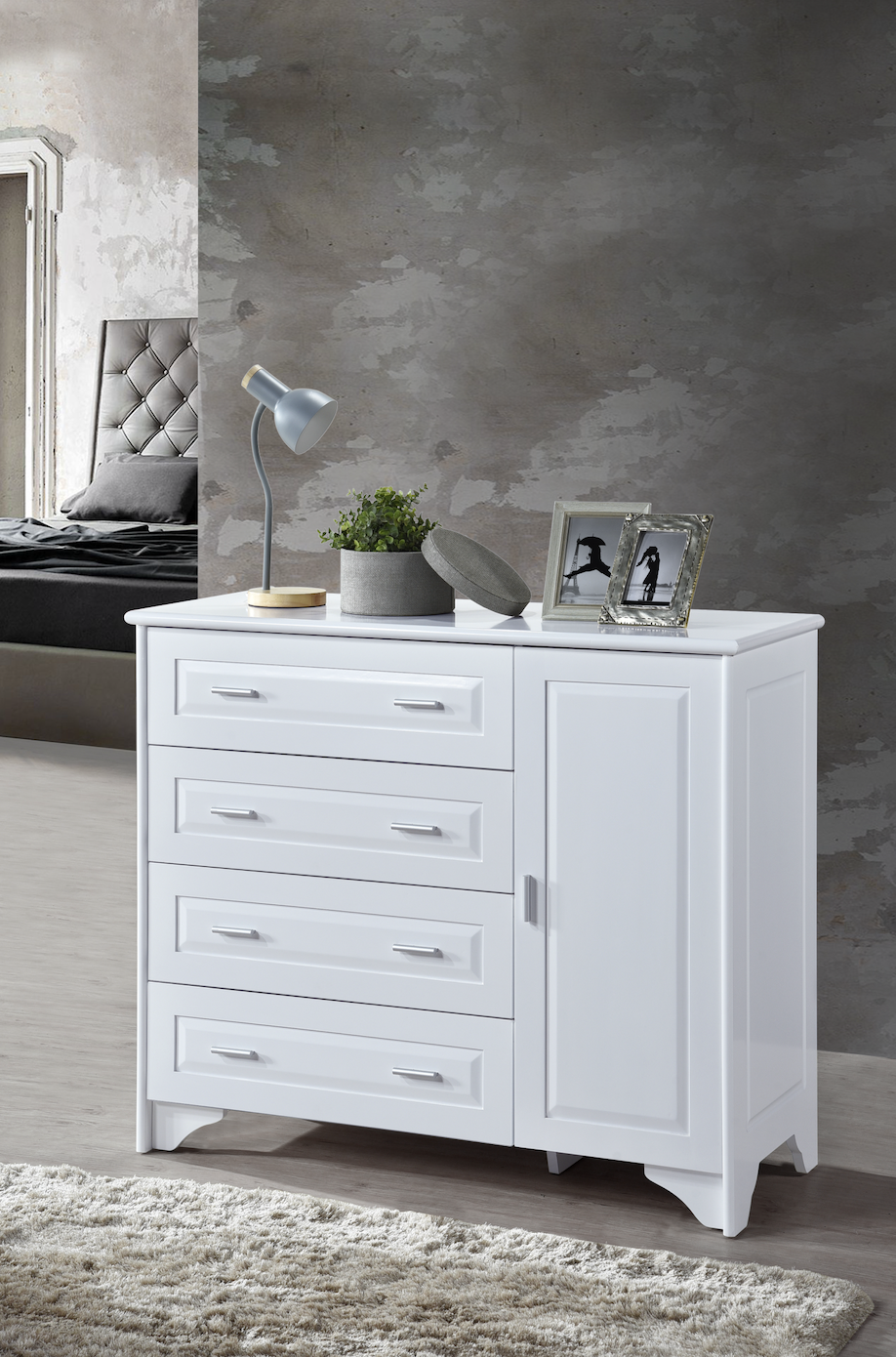 Solid wood light luxury cabinet, simple white Nordic bedroom storage cabinet-Smart-Living