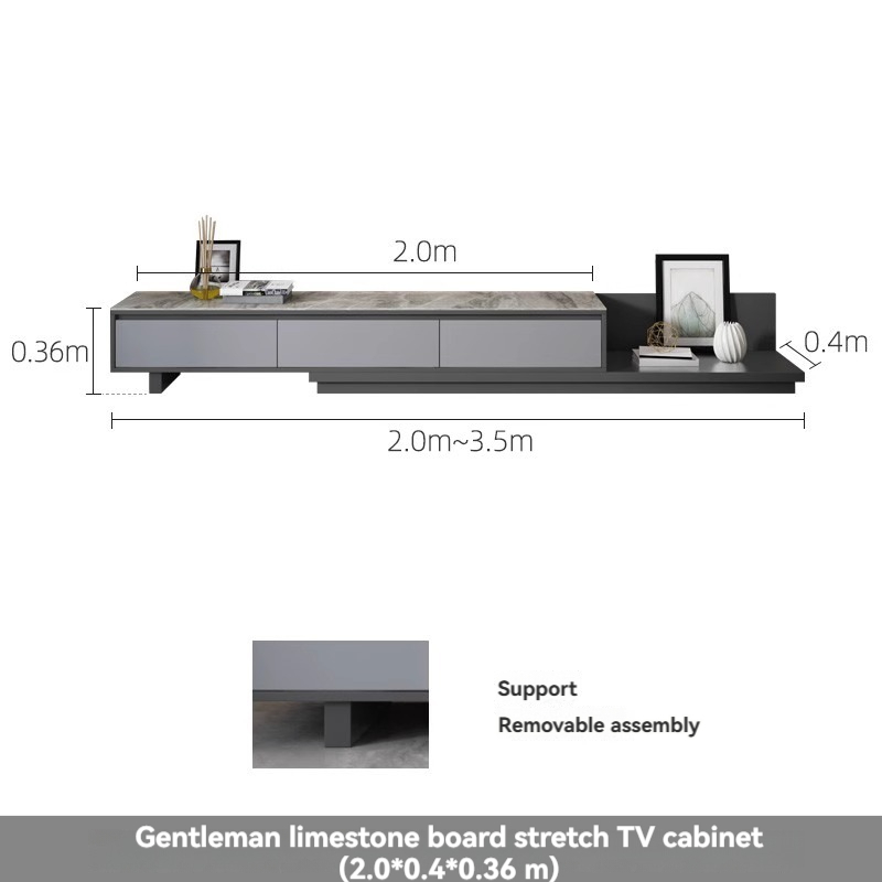 [Pre-order] Oulang Scandinavian simple living room coffee table and TV cabinet combination modern style home retractable creative grey floor cabinet-Smart-Living