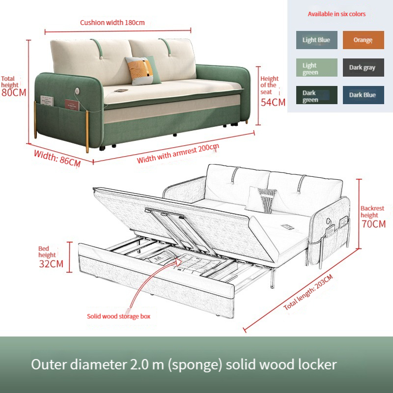 [Pre-order]  Foldable Multifunctional Double Pull-Out Sofa Bed For Two Lazy Flannel Sofa Bed Suitable for Living Room Small Apartment-Smart-Living