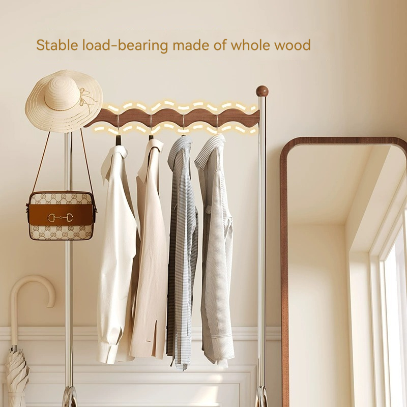 [Pre-order]  Bedroom hanger floor storage cabinet, multi-function rotating small household, household solid wood shoe rack, coat rack integrated-Smart-Living