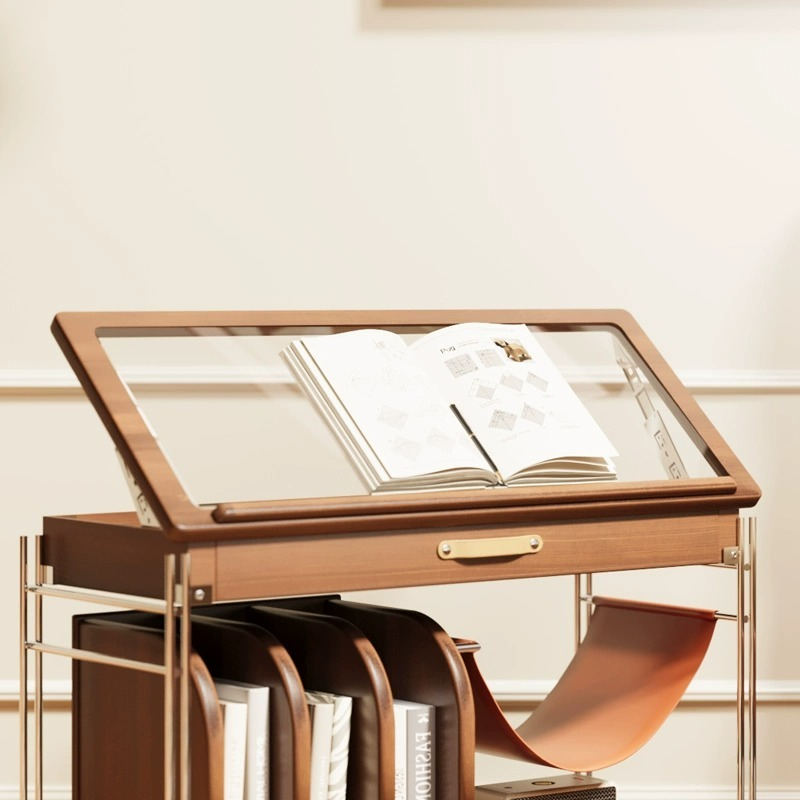 [Pre-order]  Solid wood mobile side table magazine cabinet integrated multi-functional storage cabinet simple dustproof bedroom bedside table vintage side cabinet-Smart-Living