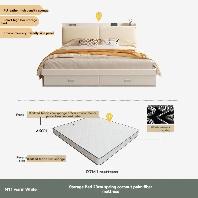 [Pre-order]  Wooden Master Bedding Double Modern Simple Tatami Small Unit Air Pressure High Storage Box Bed-Smart-Living