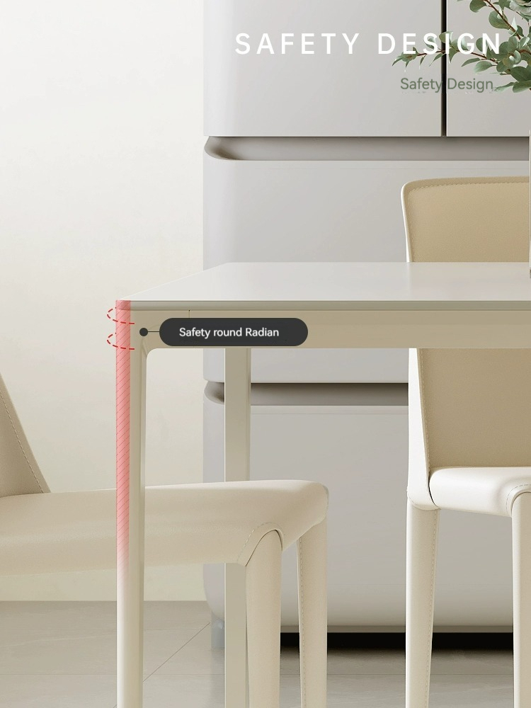 [Pre-order] Cream wind rock plate table small living room dining table modern simple light luxury home rectangular dining table and chair combination-Smart-Living