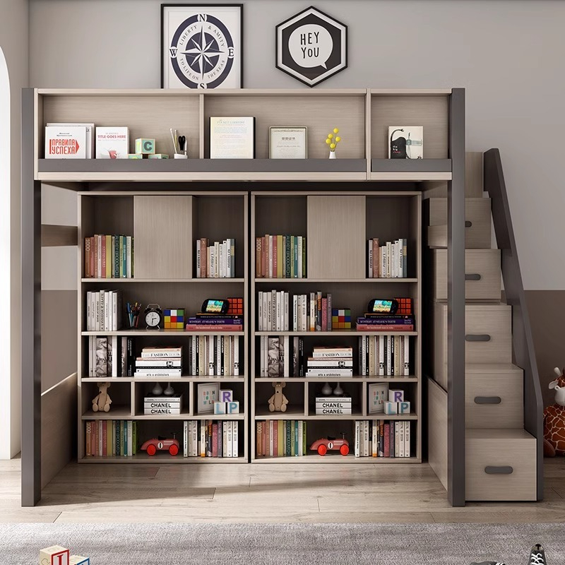 [Pre-order]  Nordic bed under table combination bed small unit children's desk bed integrated multi-function wardrobe bed elevated bed boys-Smart-Living