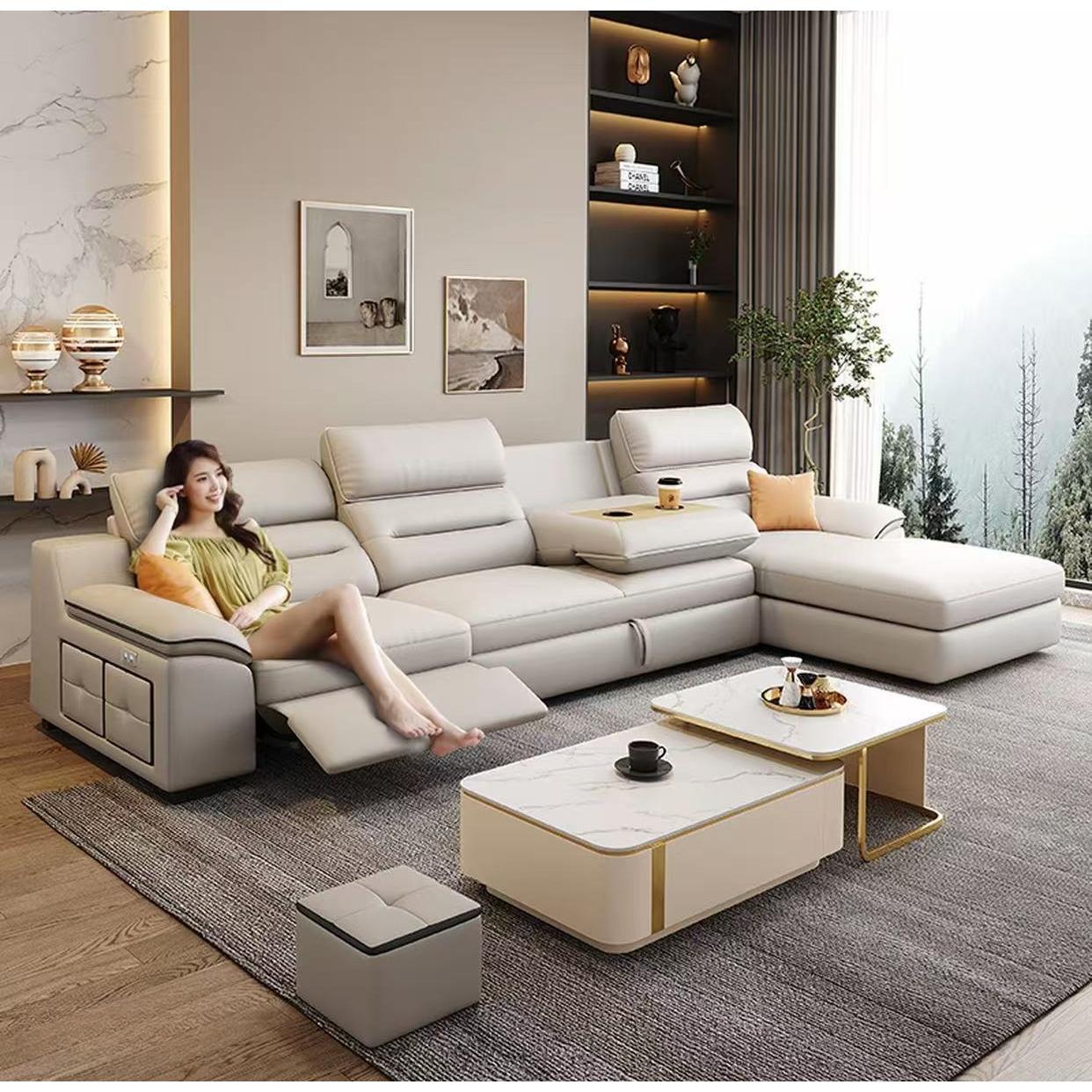 FZT-EMS-01 [PRE-ORDER] Electric Multi-Function Sofa Bed/Sofabed Combo, Dual-Use Model 2026, Leather Storage-Capacity 