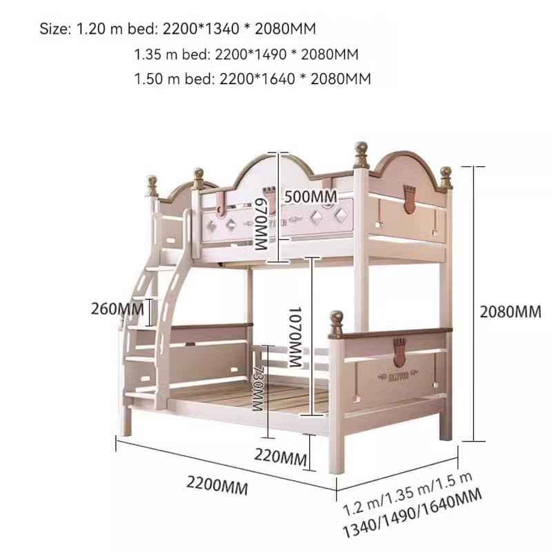 [Pre-order] Solid wood bunk bed, two-story bunk bed, children's bed, all solid wood high and low bed, double bed, loft bed-Smart-Living