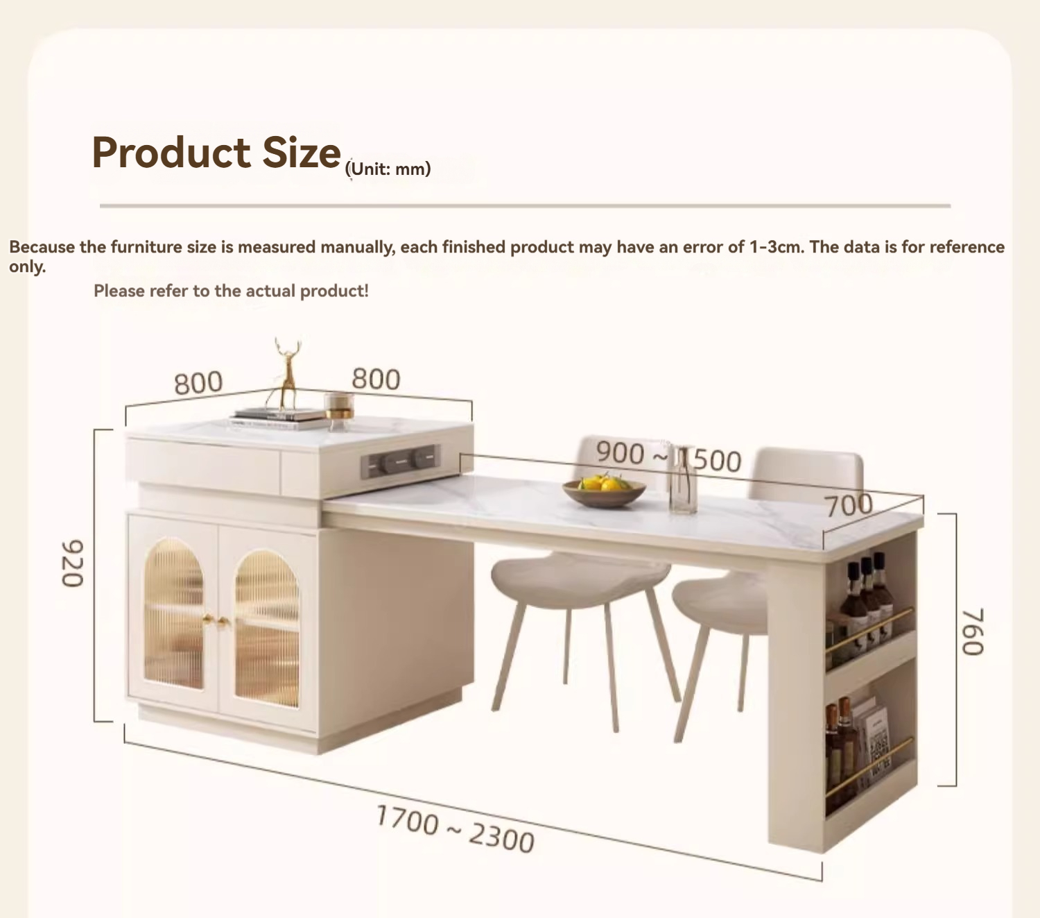 [Pre-order] Oulang Creamy style dining room island dining table and chairs combination retractable living room solid wood slate dining table 2024 new-Smart-Living