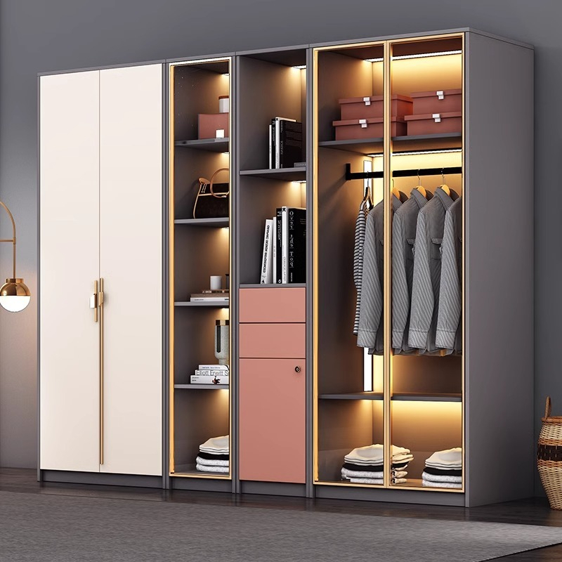 Modern simple wardrobe light luxury home bedroom storage lockers forty-six eight Nordic combination net red wardrobe-Smart-Living