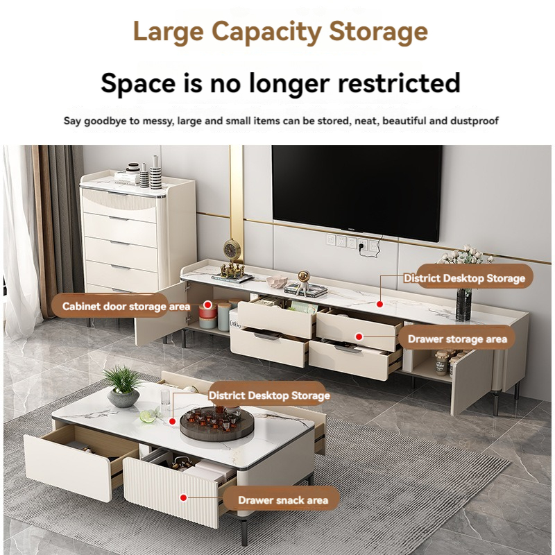 [pre order]Light luxury TV cabinet, high-end rock slab, simple modern small apartment, bedroom, living room-Smart-Living