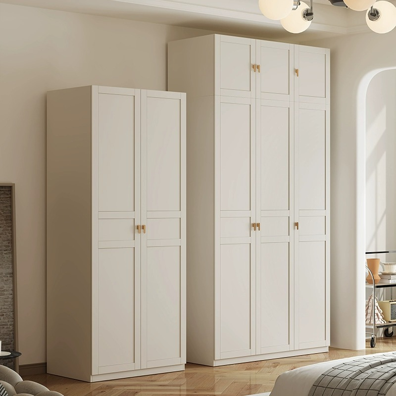 [Pre-order]  Wardrobe home bedroom modern minimalist combination with glass door storage cabinet French light luxury cream style locker-Smart-Living