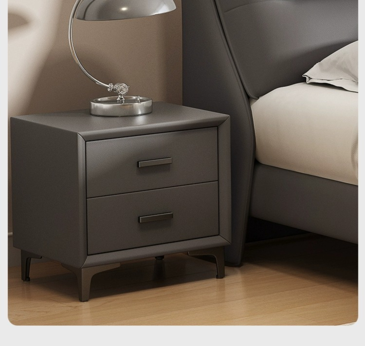 [Pre-order]  WM Italian light luxury leather bed modern simple master bedroom wedding bed double bed small and medium-sized apartment soft package minimalist storage bed-Smart-Living