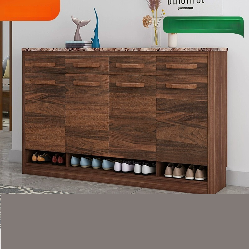 Walnut colored solid wood large capacity shoe cabinet for home use, outdoor hallway, elevator entrance, marble balcony storage cabinet-Smart-Living