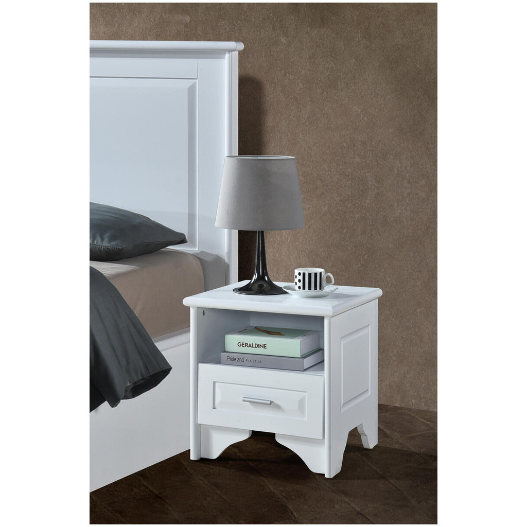 Solid wood luxury bedside table, simple white Nordic bedside cabinet, bedroom storage cabinet-Smart-Living