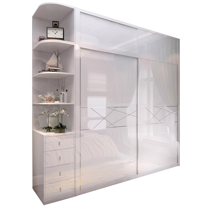 [Pre-order] Sliding door wardrobe modern simple paint overall sliding door large wardrobe bedroom panel combination-Smart-Living